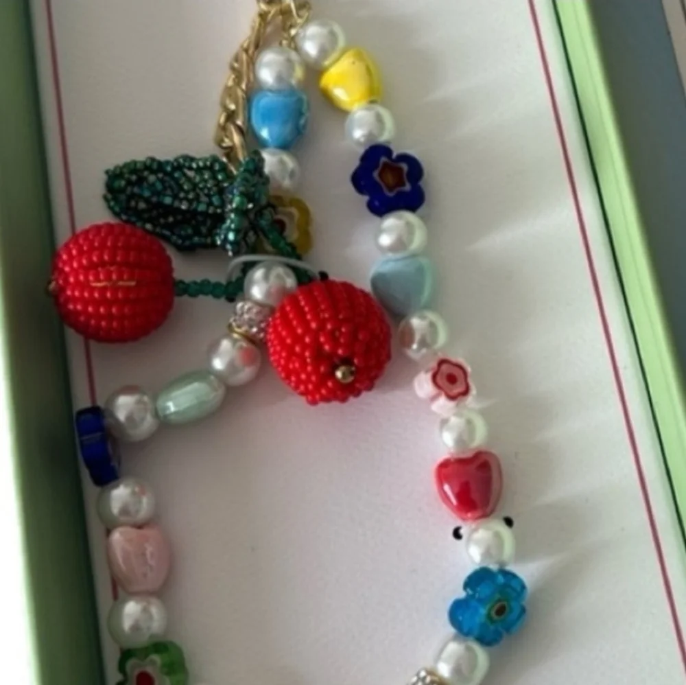 🍒 ▪️RUSH▪️Multicolor Beaded Cherries key Chain Bag Charm (No Box]